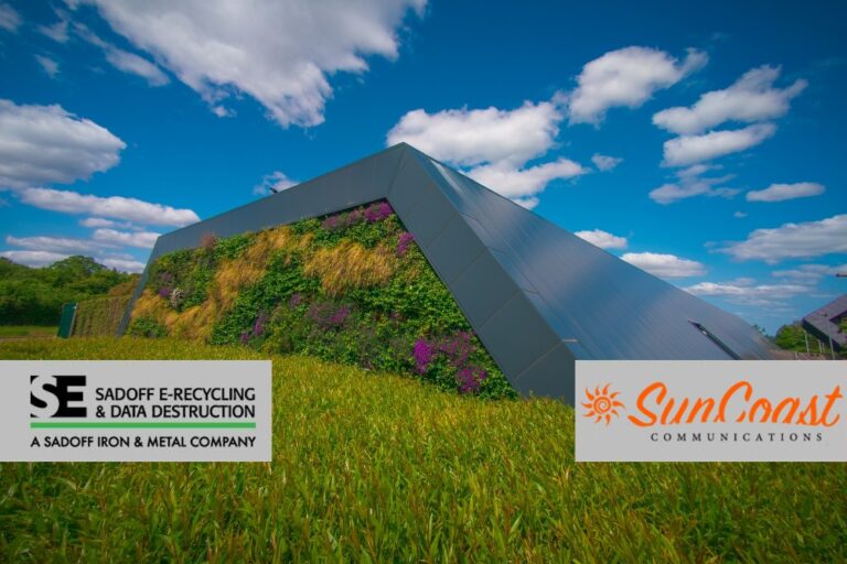 Sustainable data center with Suncoast and Sadoff logo