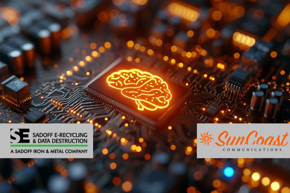 AI brain in orange on circuits with Sadoff and SunCoast logos