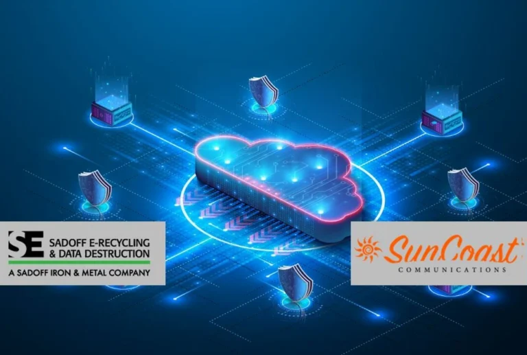 Computing cloud stylized with Sadoff and SunCoast logos