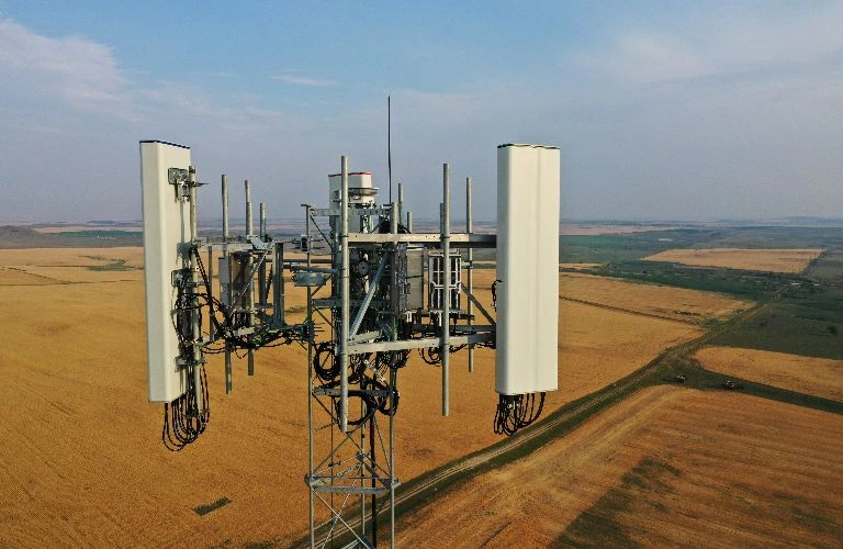 Cell tower in a corn field
