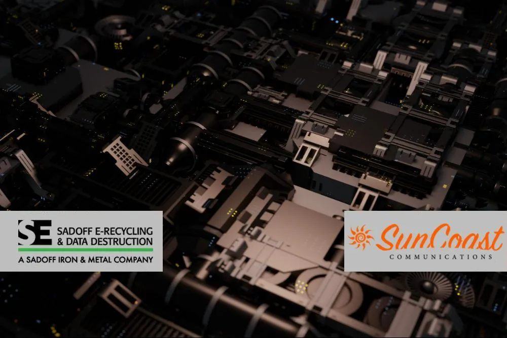 Abstract circuitry with the Sadoff and SunCoast logos