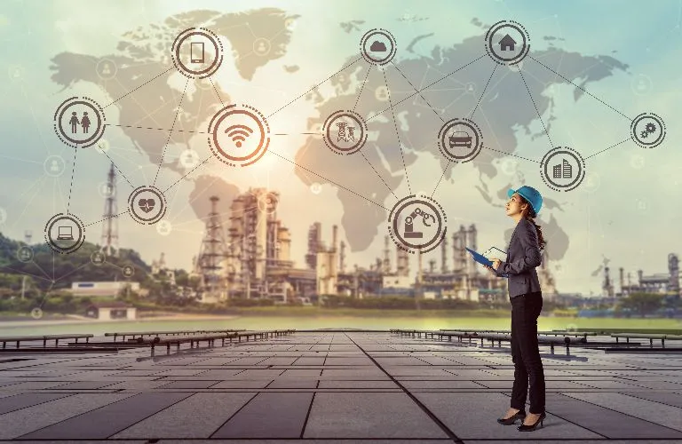 Person looking at a telecom infastructure map