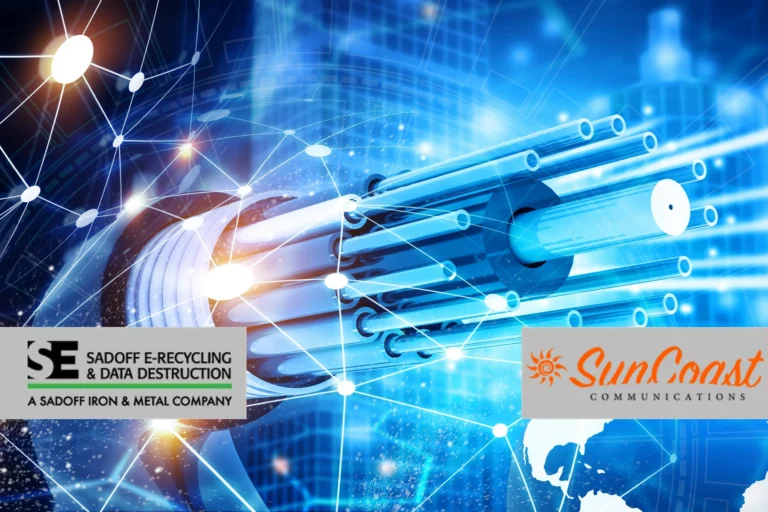 fiber optic network globe with Sadoff and SunCoast logos