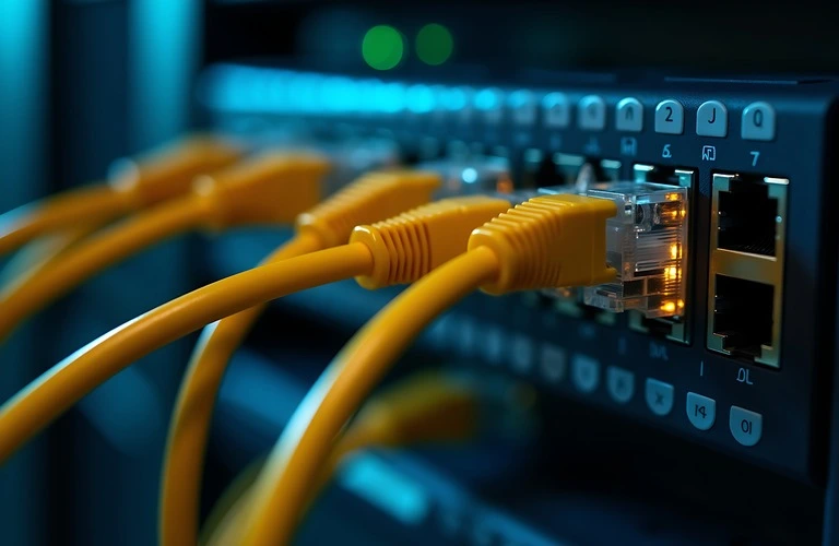 yellow ethernet cables in switch